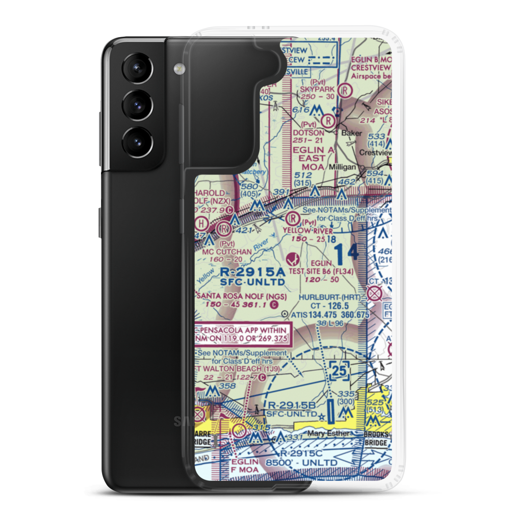 Eglin Test Site B6 Airport (FL34) VFR Sectional Samsung Case Samsung Galaxy S21 Plus model shown