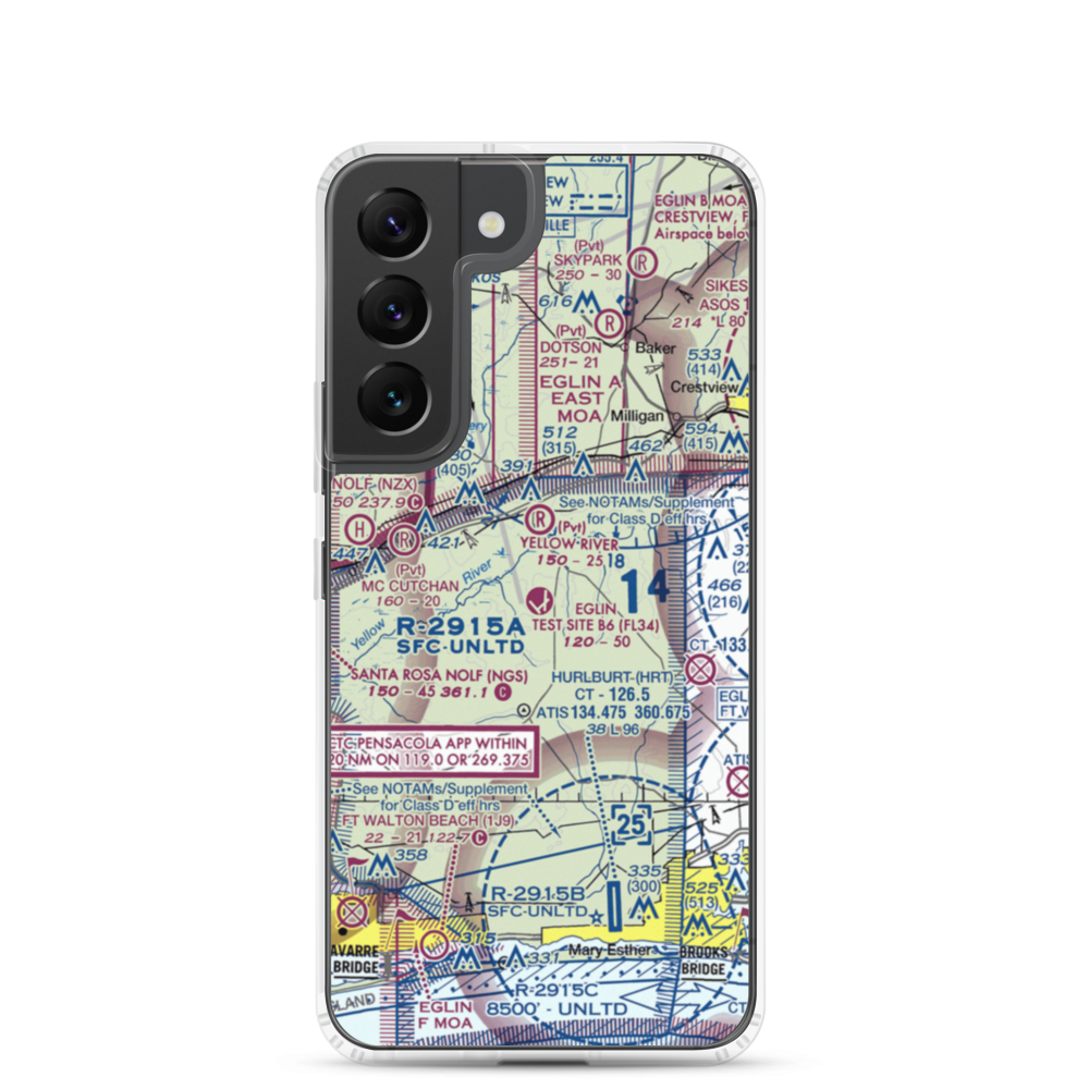 Eglin Test Site B6 Airport (FL34) VFR Sectional Samsung Case Samsung Galaxy S22 model shown