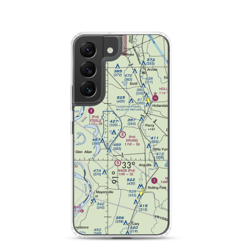 Eifling Farms Airport (MS13) VFR Sectional Samsung Case Samsung Galaxy S22 model shown