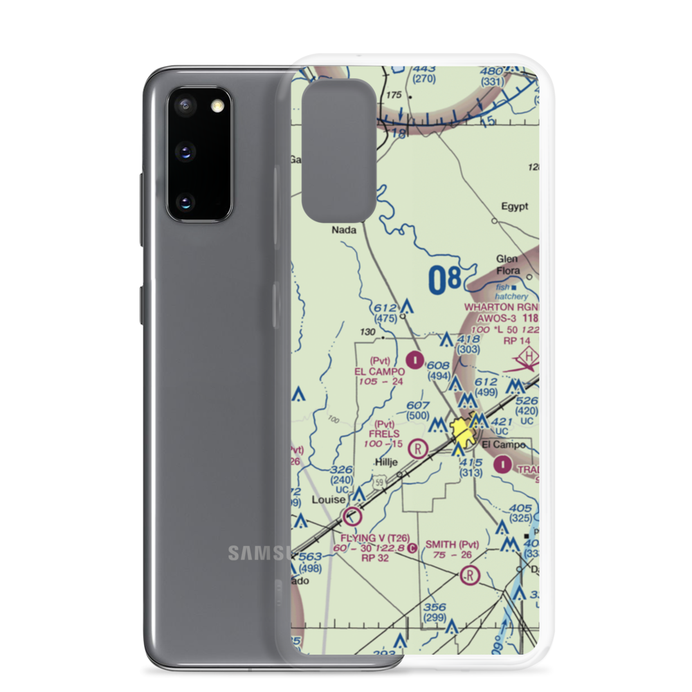 El Campo Airpark (TS96) VFR Sectional Samsung Case Samsung Galaxy S20 model shown