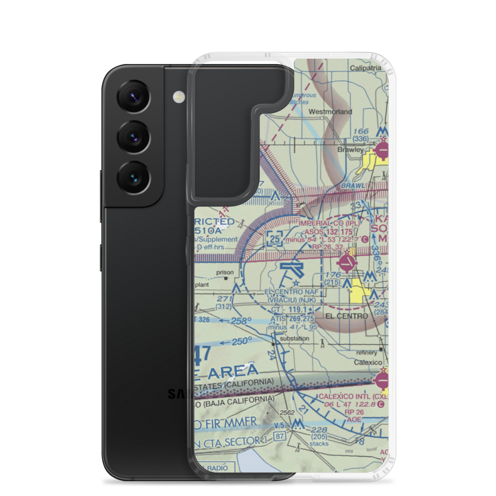 El Centro NAF Airport (Vraciu Field) (NJK) VFR Sectional Samsung Case Samsung Galaxy S22 model shown