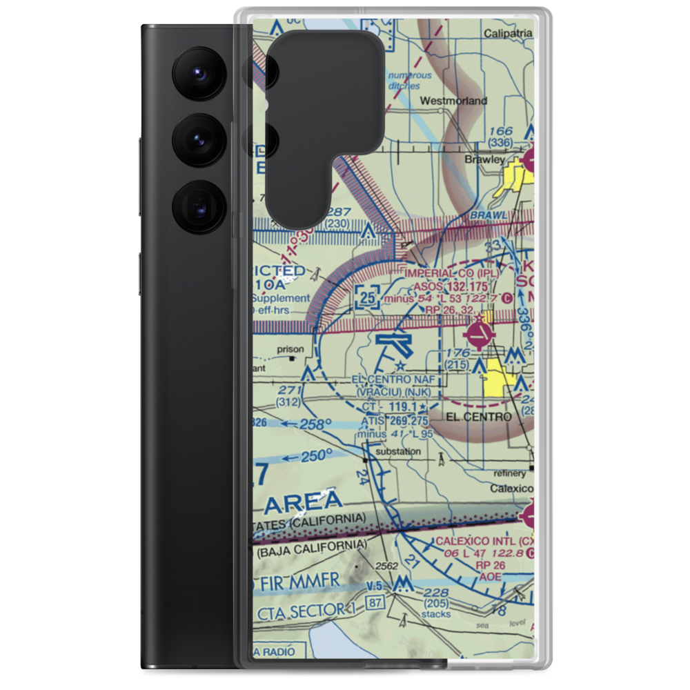 El Centro NAF Airport (Vraciu Field) (NJK) VFR Sectional Samsung Case Samsung Galaxy S22 Ultra model shown