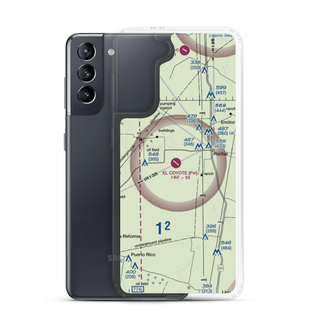 El Coyote Ranch Airport (2TA8) VFR Sectional Samsung Case Samsung Galaxy S21 model shown