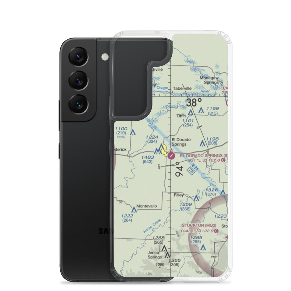 El Dorado Springs Memorial Airport (87K) VFR Sectional Samsung Case Samsung Galaxy S22 model shown