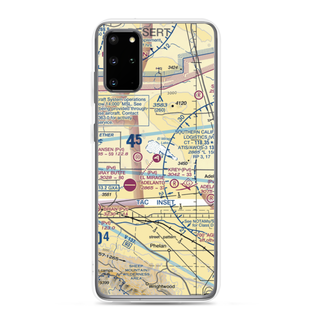 El Mirage Field Adelanto Airport (99CL) VFR Sectional Samsung Case Samsung Galaxy S20 Plus model shown