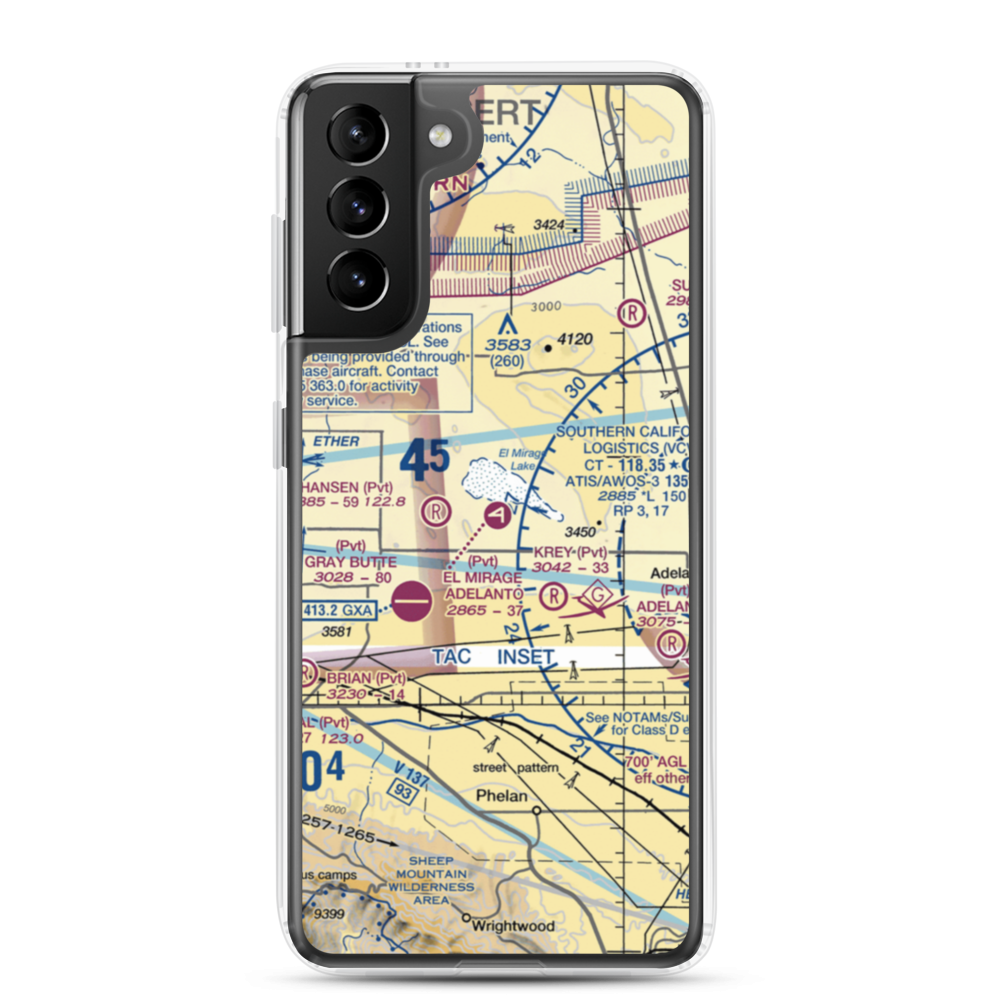 El Mirage Field Adelanto Airport (99CL) VFR Sectional Samsung Case Samsung Galaxy S21 Plus model shown