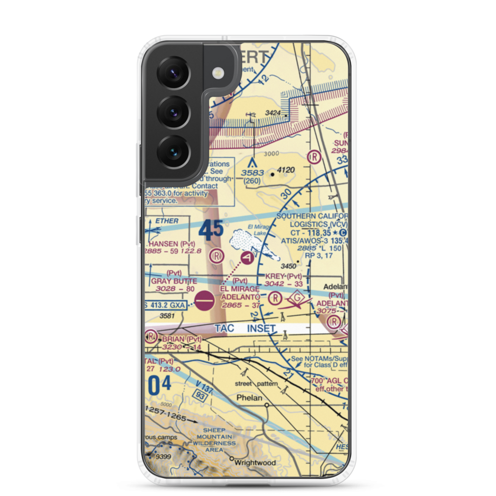 El Mirage Field Adelanto Airport (99CL) VFR Sectional Samsung Case Samsung Galaxy S22 Plus model shown