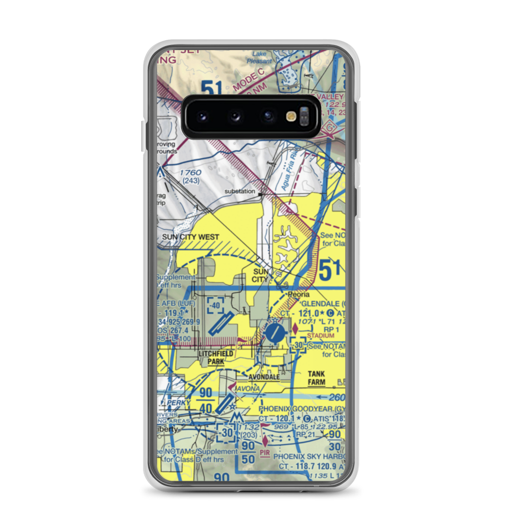 El Mirage-Village Square Airport (2AZ3) VFR Sectional Samsung Case Samsung Galaxy S10 model shown