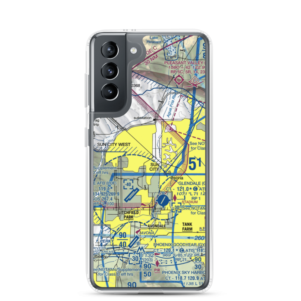 El Mirage-Village Square Airport (2AZ3) VFR Sectional Samsung Case Samsung Galaxy S21 model shown