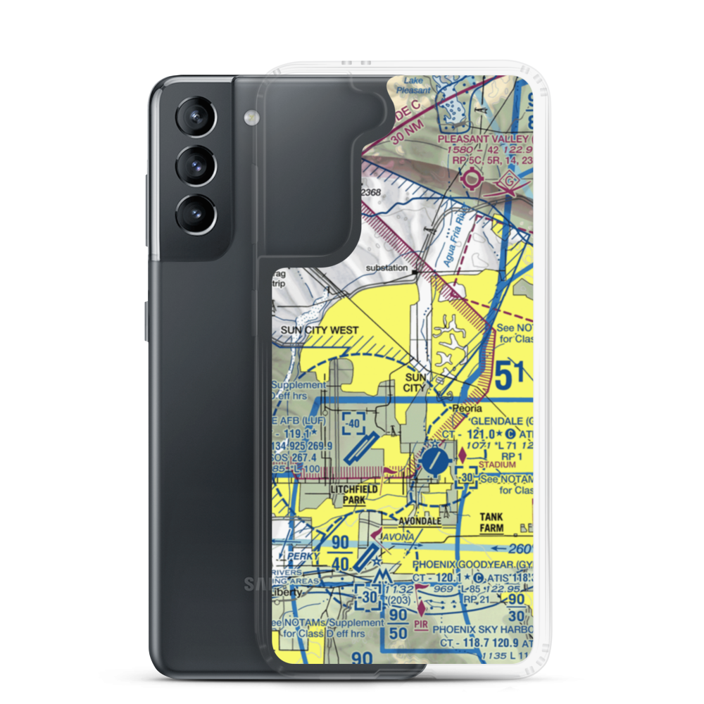 El Mirage-Village Square Airport (2AZ3) VFR Sectional Samsung Case Samsung Galaxy S21 model shown