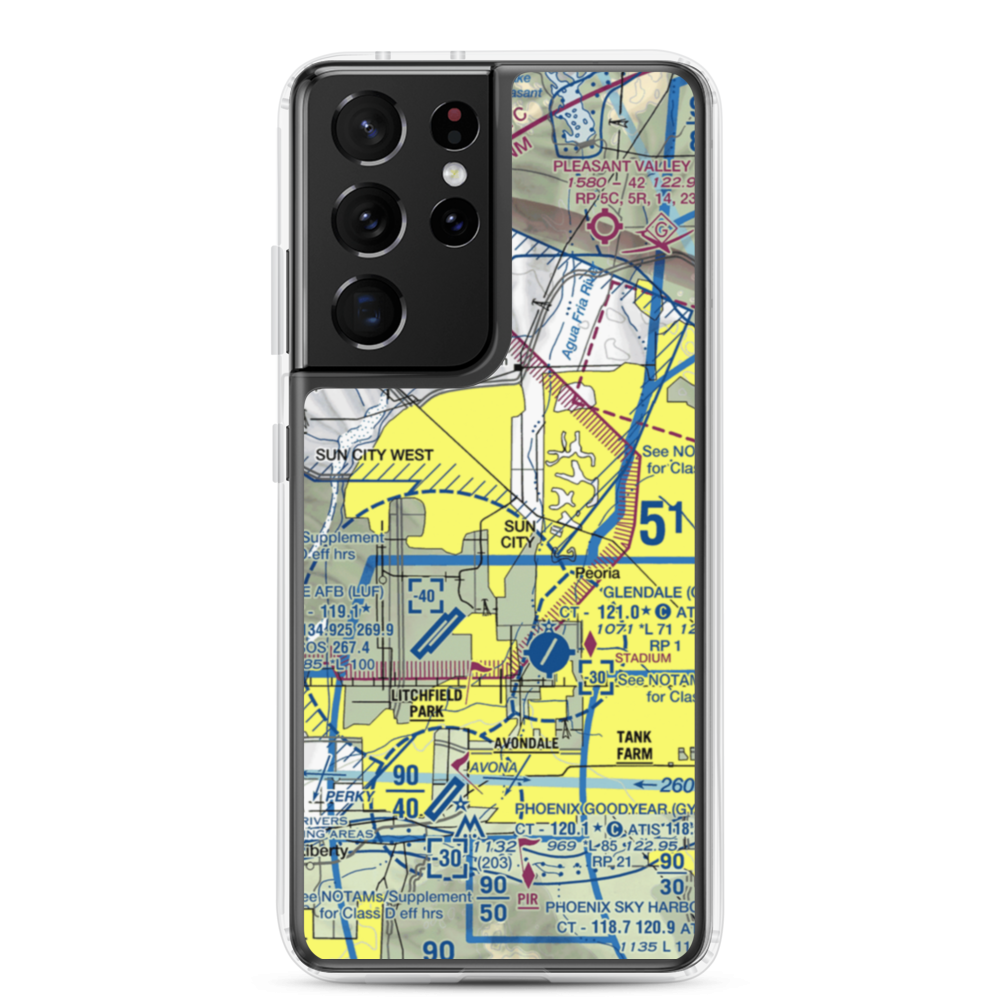 El Mirage-Village Square Airport (2AZ3) VFR Sectional Samsung Case Samsung Galaxy S21 Ultra model shown