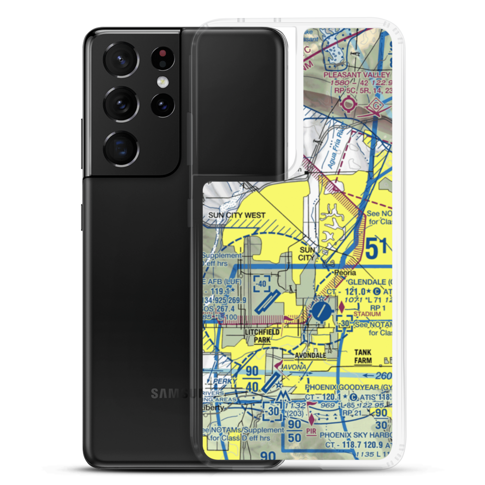 El Mirage-Village Square Airport (2AZ3) VFR Sectional Samsung Case Samsung Galaxy S21 Ultra model shown