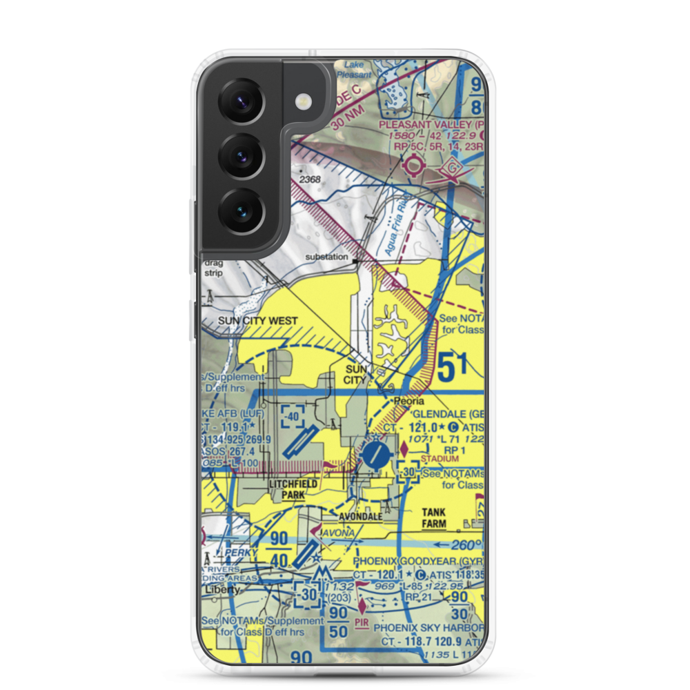 El Mirage-Village Square Airport (2AZ3) VFR Sectional Samsung Case Samsung Galaxy S22 Plus model shown