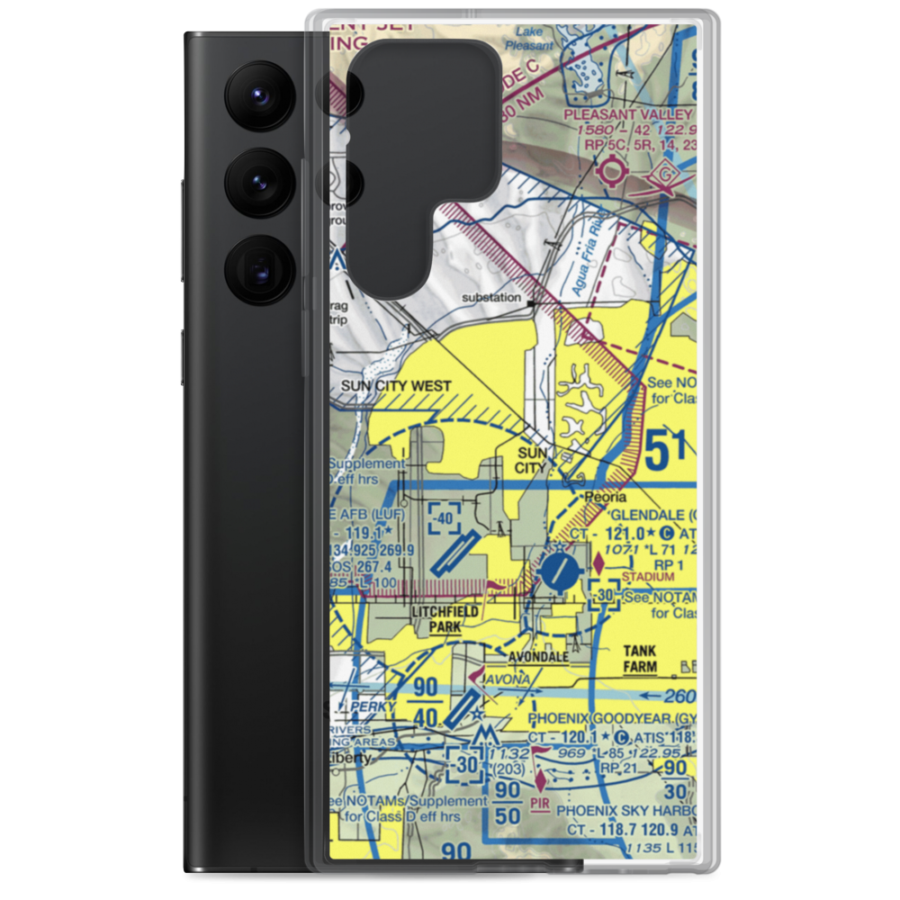 El Mirage-Village Square Airport (2AZ3) VFR Sectional Samsung Case Samsung Galaxy S22 Ultra model shown