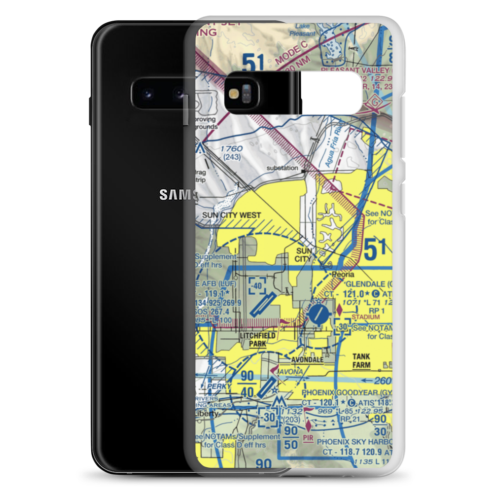El Mirage-Village Square Airport (2AZ3) VFR Sectional Samsung Case Samsung Galaxy S10+ model shown