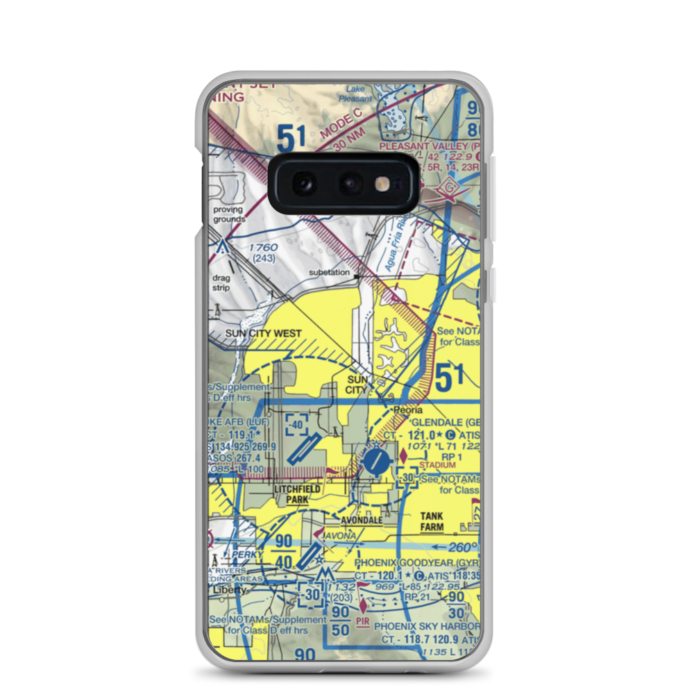 El Mirage-Village Square Airport (2AZ3) VFR Sectional Samsung Case Samsung Galaxy S10e model shown