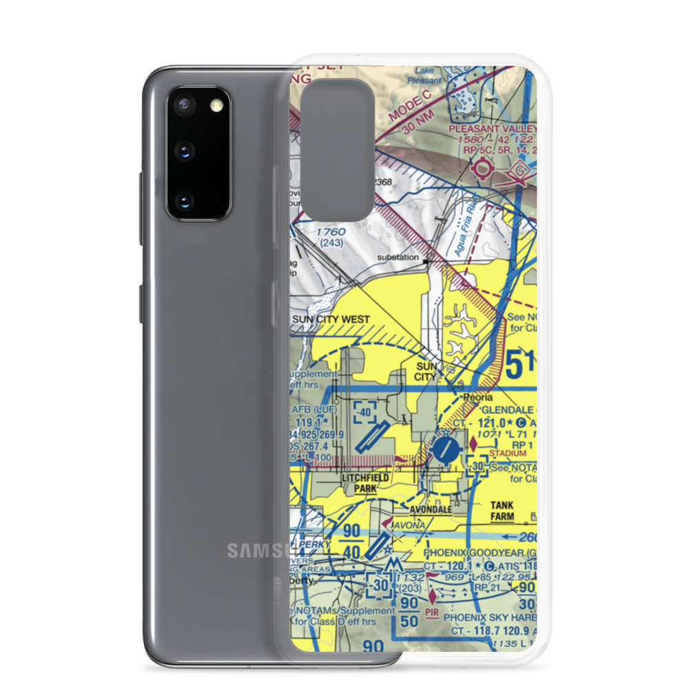 El Mirage-Village Square Airport (2AZ3) VFR Sectional Samsung Case Samsung Galaxy S20 model shown
