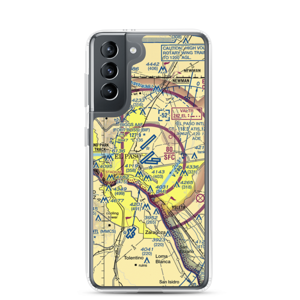 El Paso International Airport (ELP) VFR Sectional Samsung Case Samsung Galaxy S21 model shown