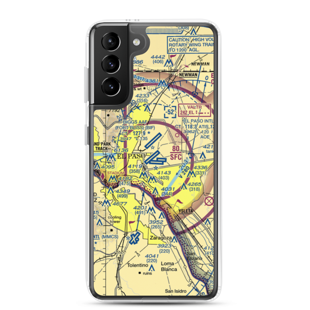 El Paso International Airport (ELP) VFR Sectional Samsung Case Samsung Galaxy S21 Plus model shown