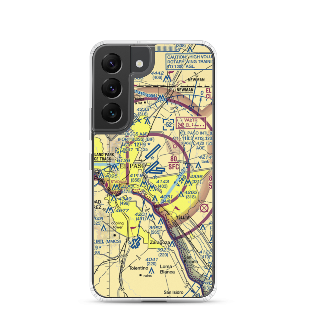 El Paso International Airport (ELP) VFR Sectional Samsung Case Samsung Galaxy S22 model shown