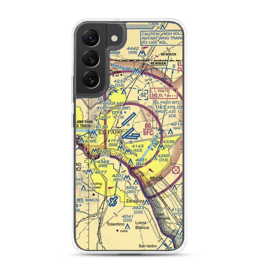 El Paso International Airport (ELP) VFR Sectional Samsung Case Samsung Galaxy S22 Plus model shown