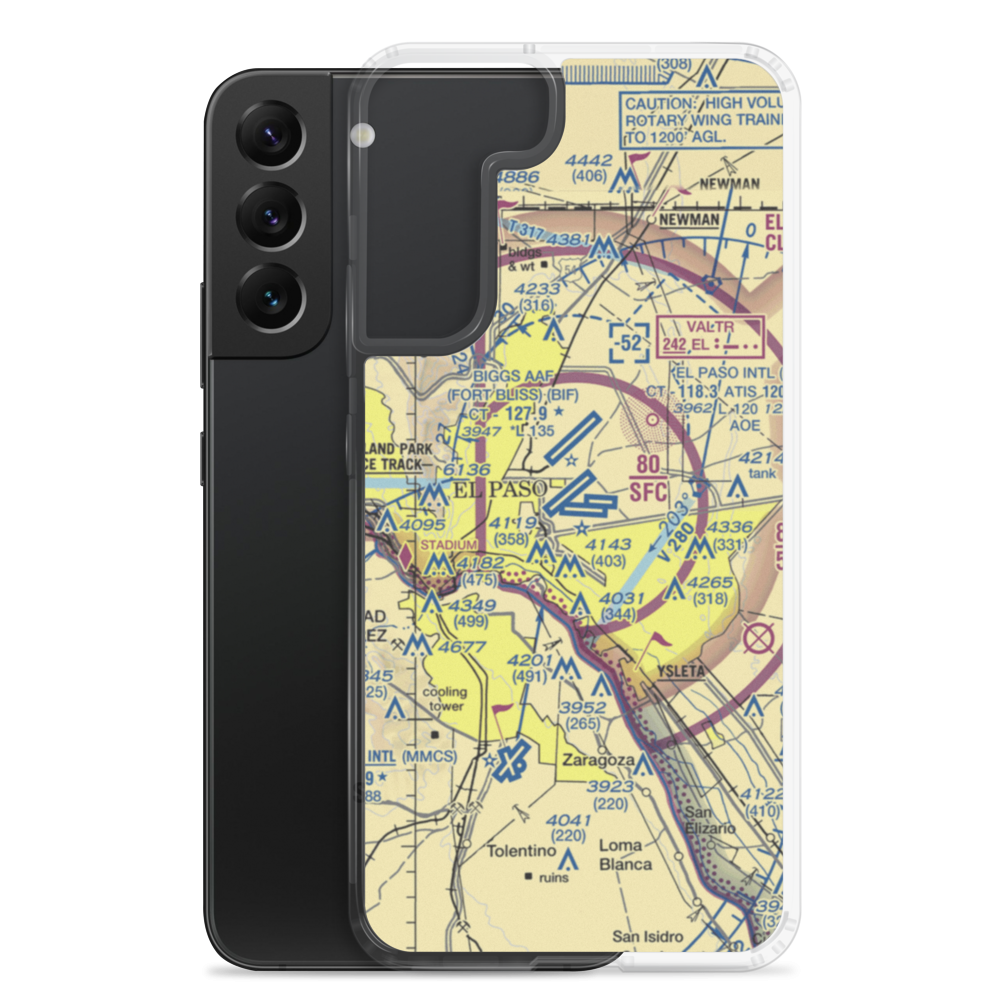 El Paso International Airport (ELP) VFR Sectional Samsung Case Samsung Galaxy S22 Plus model shown