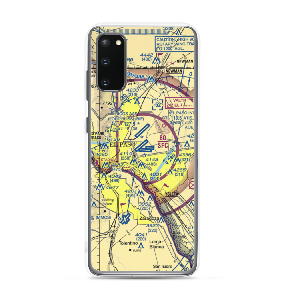 El Paso International Airport (ELP) VFR Sectional Samsung Case Samsung Galaxy S20 model shown