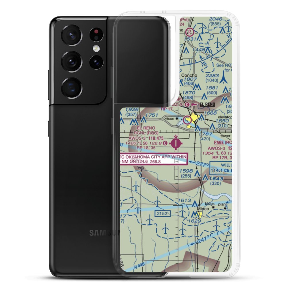 El Reno Regional Airport (RQO) VFR Sectional Samsung Case Samsung Galaxy S21 Ultra model shown