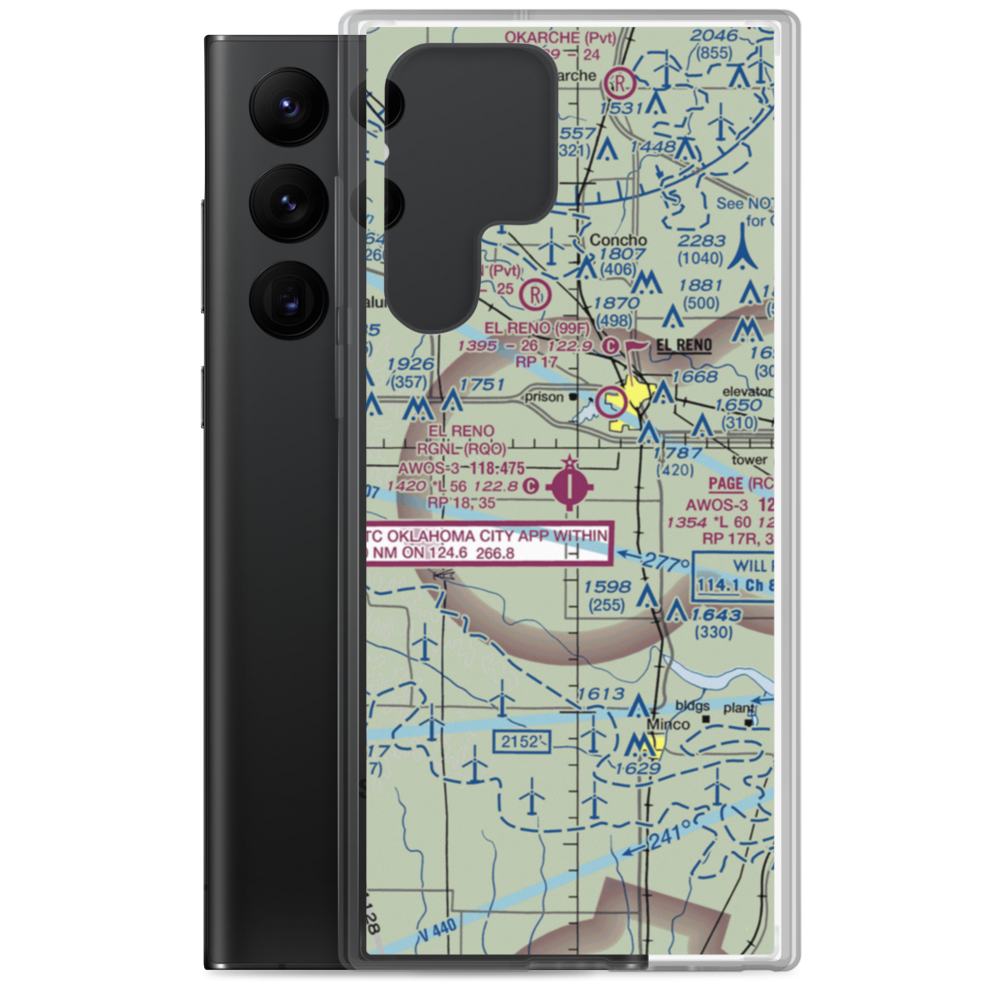 El Reno Regional Airport (RQO) VFR Sectional Samsung Case Samsung Galaxy S22 Ultra model shown