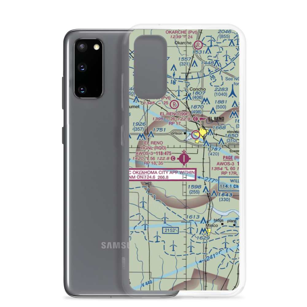 El Reno Regional Airport (RQO) VFR Sectional Samsung Case Samsung Galaxy S20 model shown