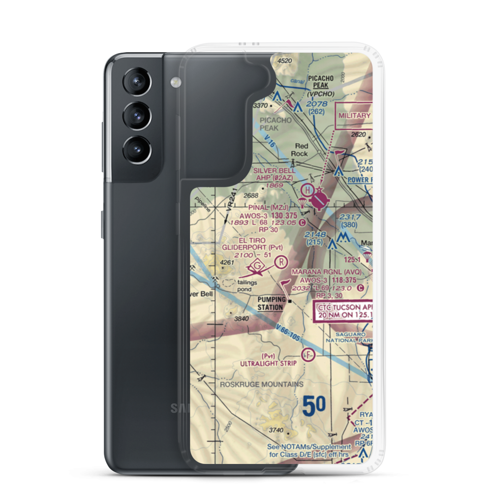 El Tiro Gliderport (AZ67) VFR Sectional Samsung Case Samsung Galaxy S21 model shown