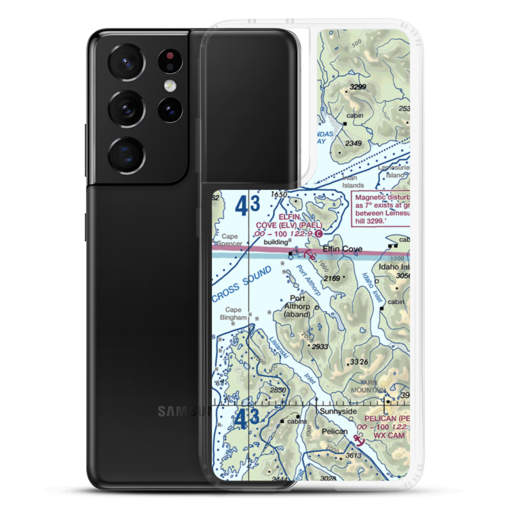 Elfin Cove Seaplane Base (ELV) VFR Sectional Samsung Case Samsung Galaxy S21 Ultra model shown