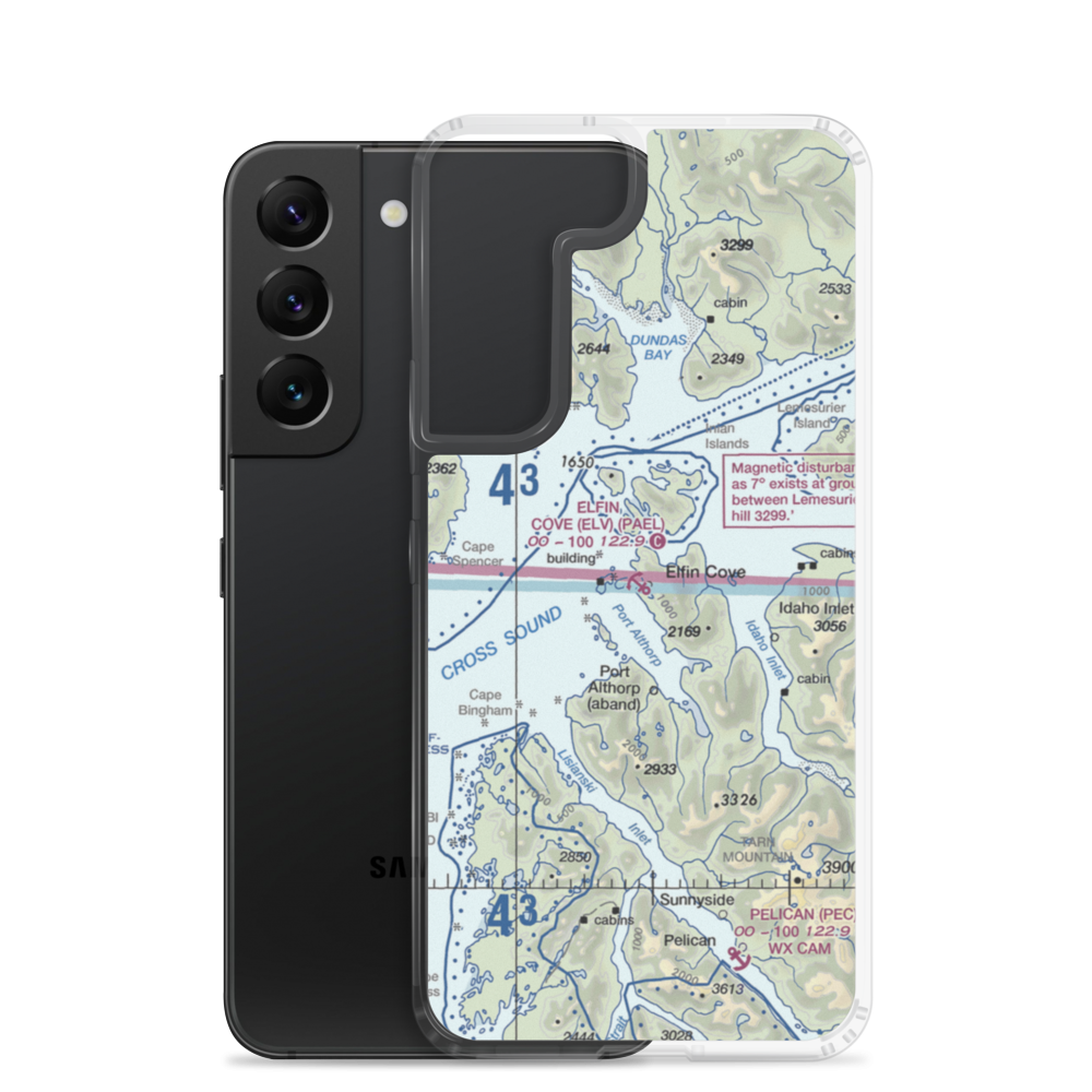 Elfin Cove Seaplane Base (ELV) VFR Sectional Samsung Case Samsung Galaxy S22 model shown