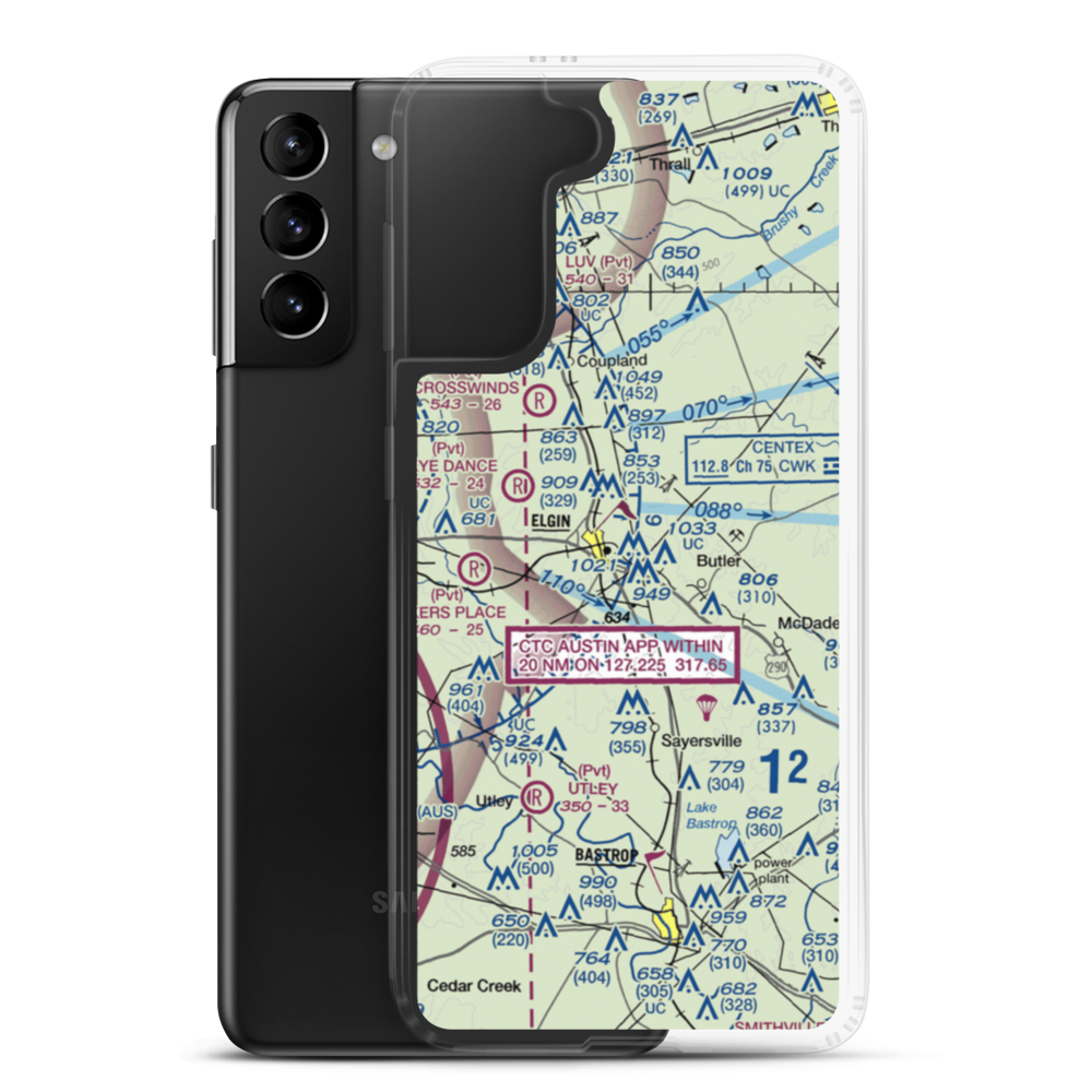 Elgin Intracontinental Airport (56TS) VFR Sectional Samsung Case Samsung Galaxy S21 Plus model shown