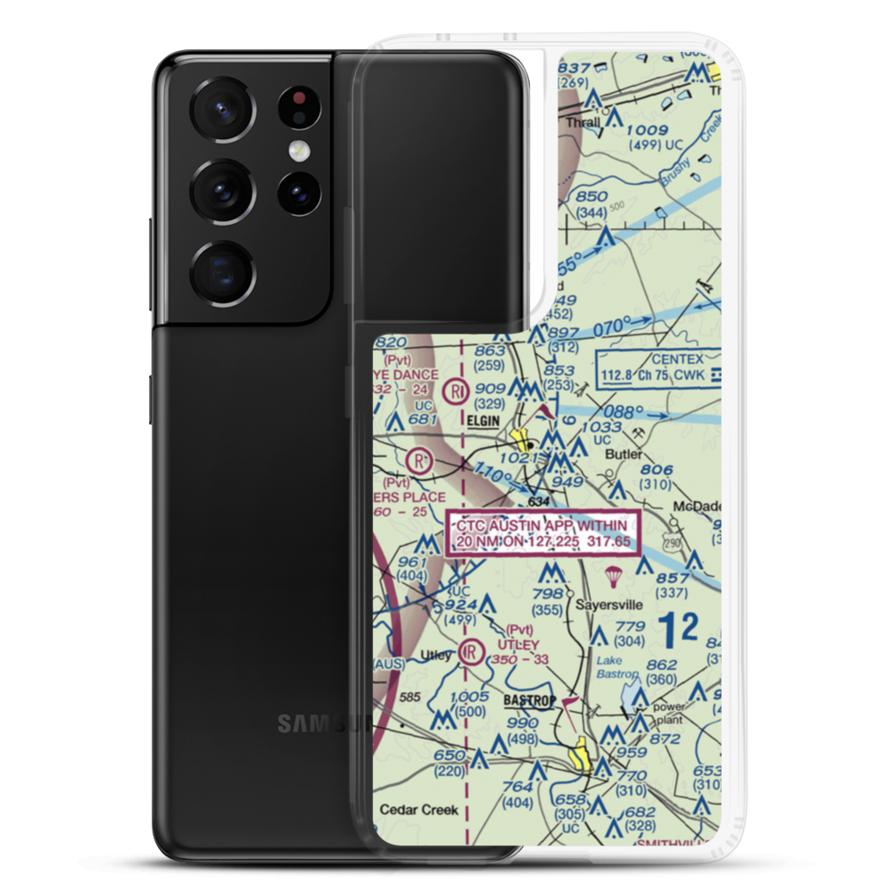 Elgin Intracontinental Airport (56TS) VFR Sectional Samsung Case Samsung Galaxy S21 Ultra model shown