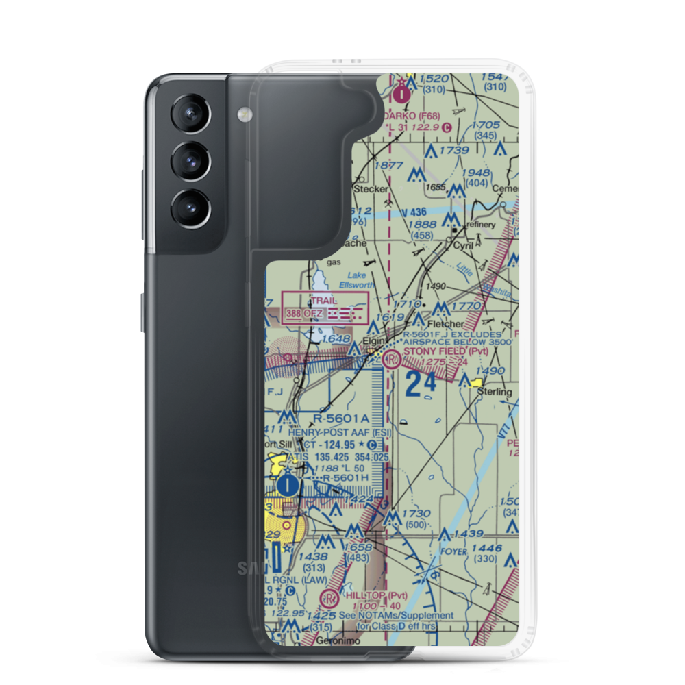 Elgin's Stony Field Airport (OK03) VFR Sectional Samsung Case Samsung Galaxy S21 model shown