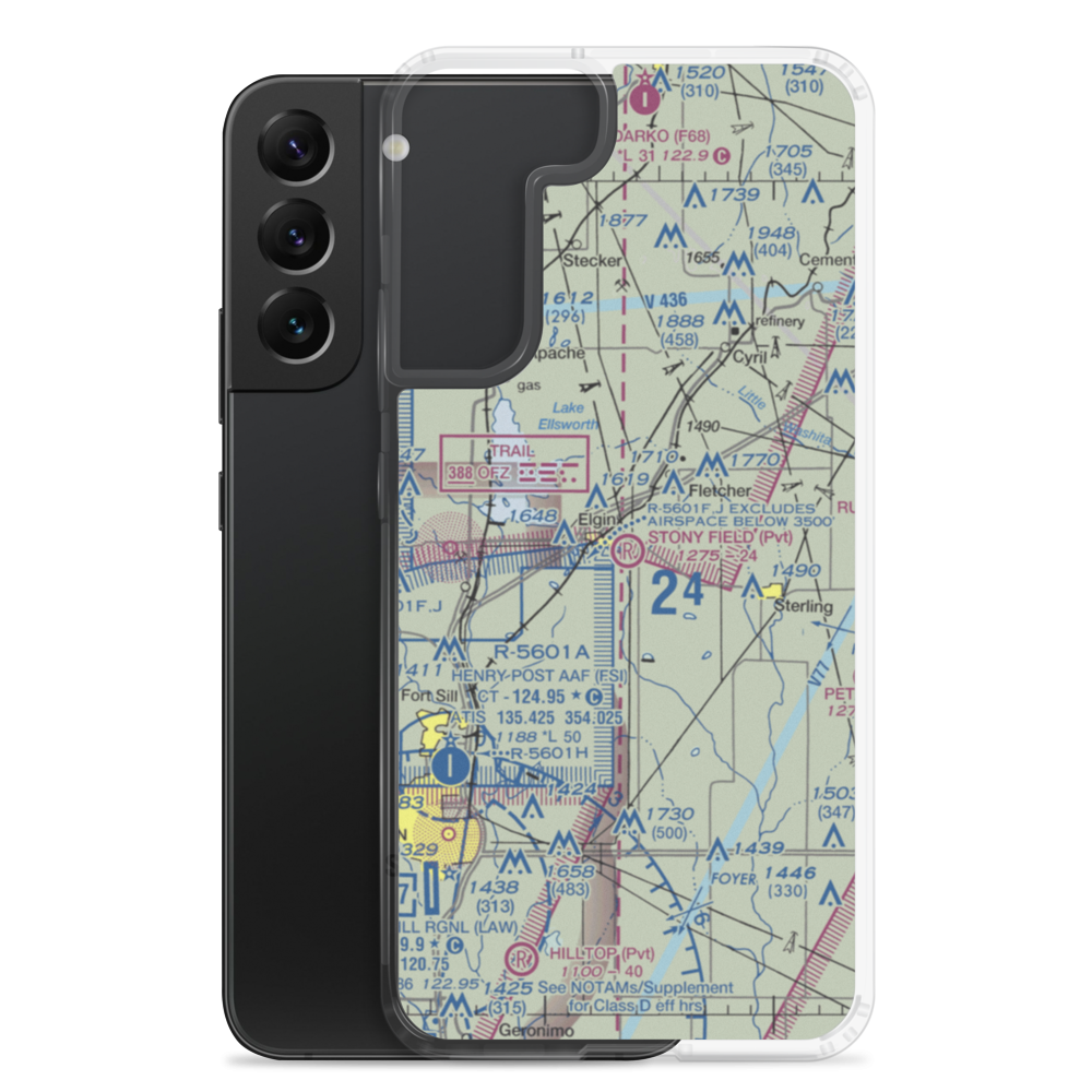 Elgin's Stony Field Airport (OK03) VFR Sectional Samsung Case Samsung Galaxy S22 Plus model shown