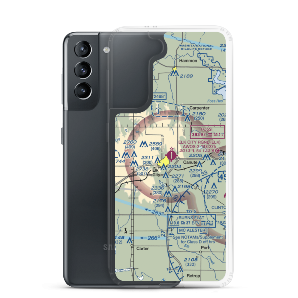 Elk City Regional Business Airport (ELK) VFR Sectional Samsung Case Samsung Galaxy S21 model shown