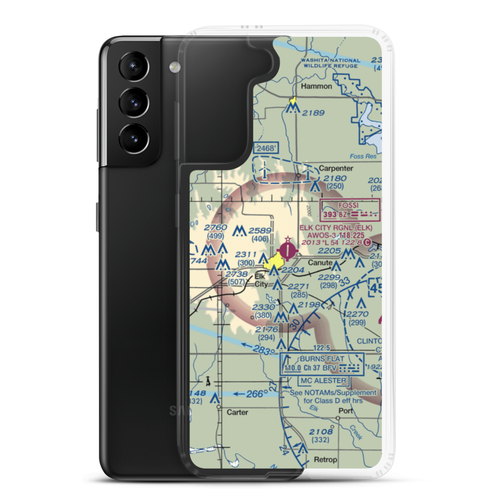 Elk City Regional Business Airport (ELK) VFR Sectional Samsung Case Samsung Galaxy S21 Plus model shown