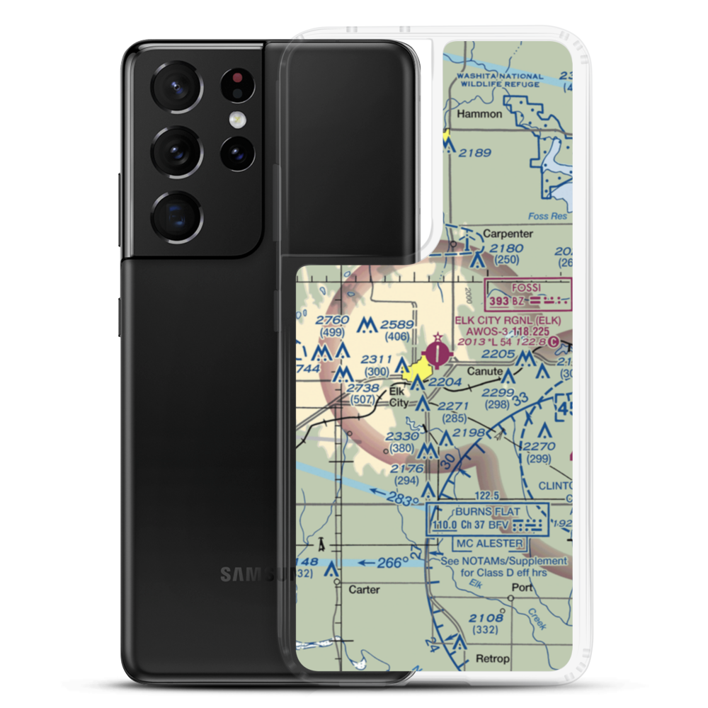 Elk City Regional Business Airport (ELK) VFR Sectional Samsung Case Samsung Galaxy S21 Ultra model shown