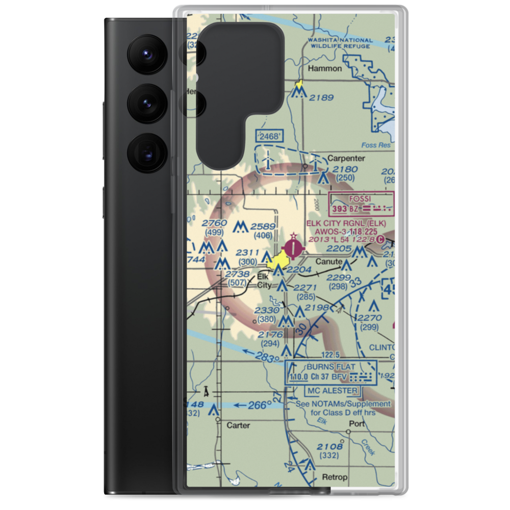 Elk City Regional Business Airport (ELK) VFR Sectional Samsung Case Samsung Galaxy S22 Ultra model shown