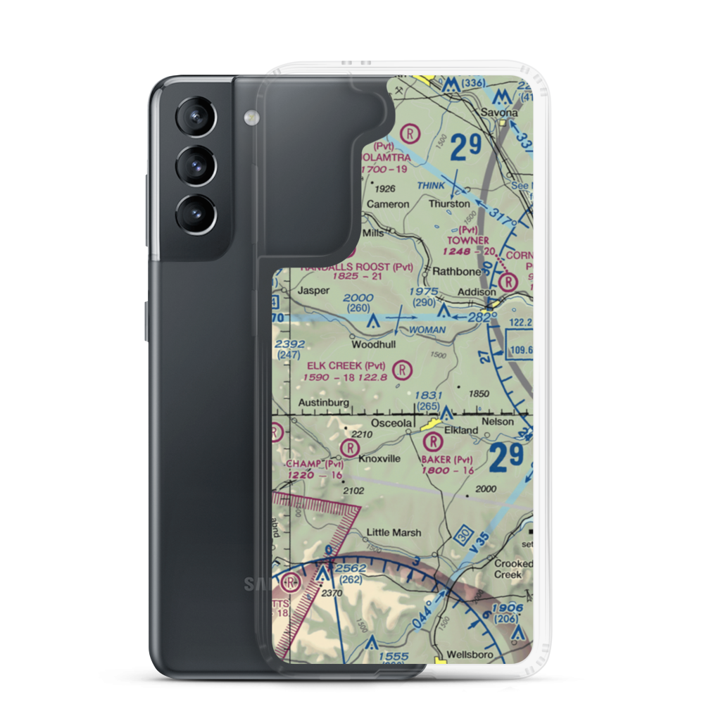 Elk Creek Airport (47NY) VFR Sectional Samsung Case Samsung Galaxy S21 model shown