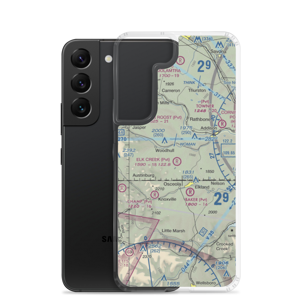 Elk Creek Airport (47NY) VFR Sectional Samsung Case Samsung Galaxy S22 model shown