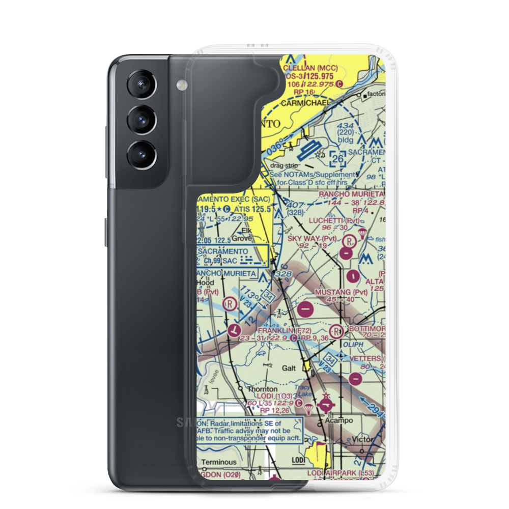 Elk Grove Airport (E27) VFR Sectional Samsung Case Samsung Galaxy S21 model shown