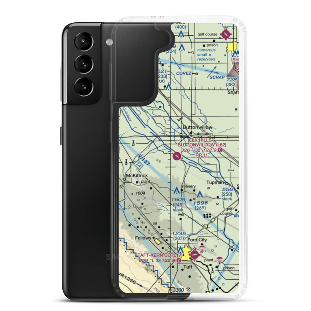 Elk Hills Buttonwillow Airport (L62) VFR Sectional Samsung Case Samsung Galaxy S21 Plus model shown