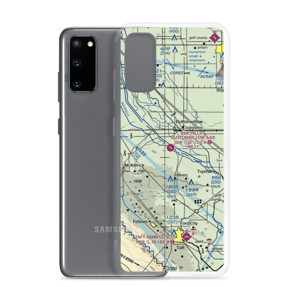 Elk Hills Buttonwillow Airport (L62) VFR Sectional Samsung Case Samsung Galaxy S20 model shown