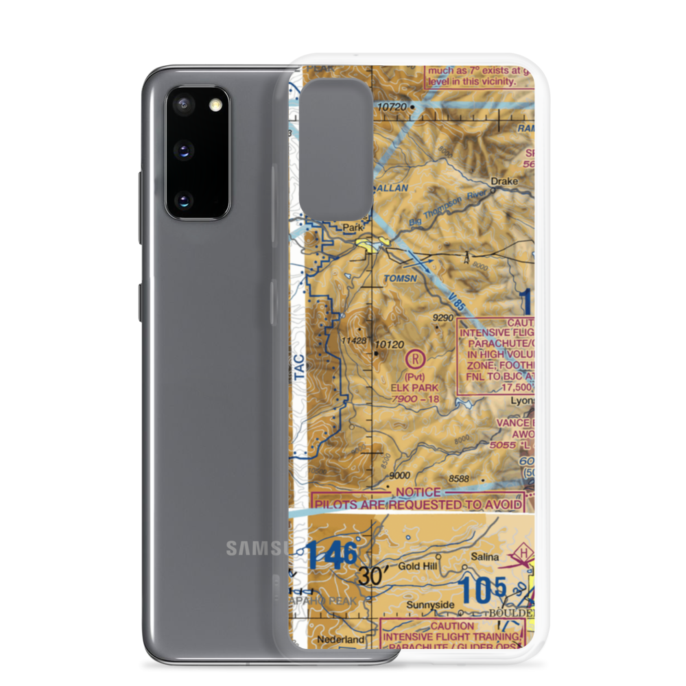 Elk Park Ranch Airport (34CD) VFR Sectional Samsung Case Samsung Galaxy S20 model shown