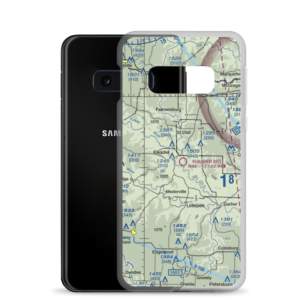 Elkader Airport (I27) VFR Sectional Samsung Case Samsung Galaxy S10e model shown