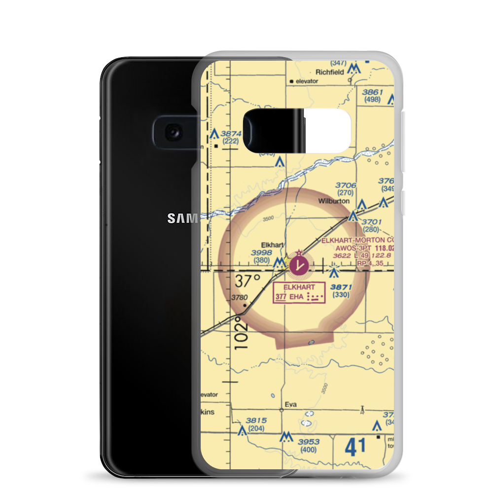 Elkhart Morton County Airport (EHA) VFR Sectional Samsung Case Samsung Galaxy S10e model shown