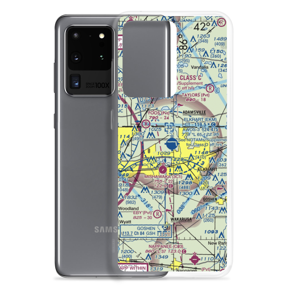 Elkhart Municipal Airport (EKM) VFR Sectional Samsung Case Samsung Galaxy S20 Ultra model shown